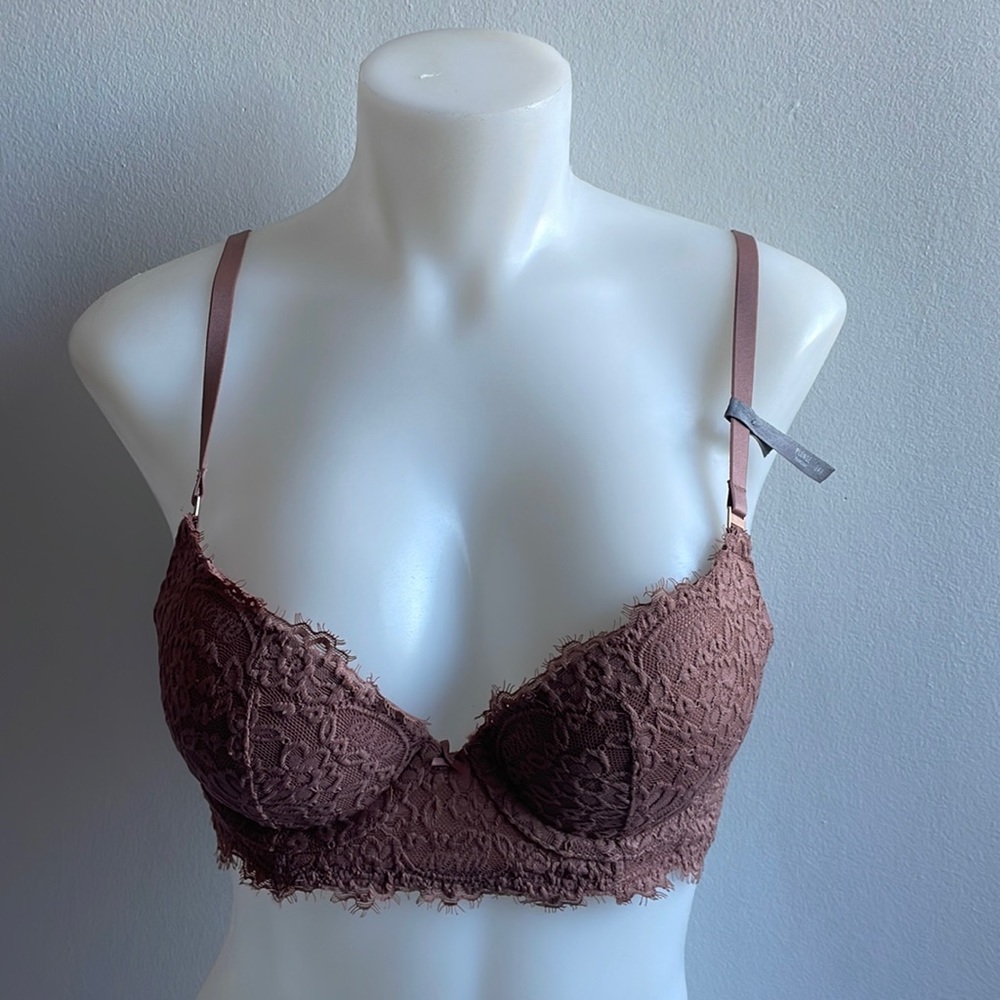 Dusty Rose Pink Aerie Bra 34A Plunge Push Up . - Picture 1 of 8